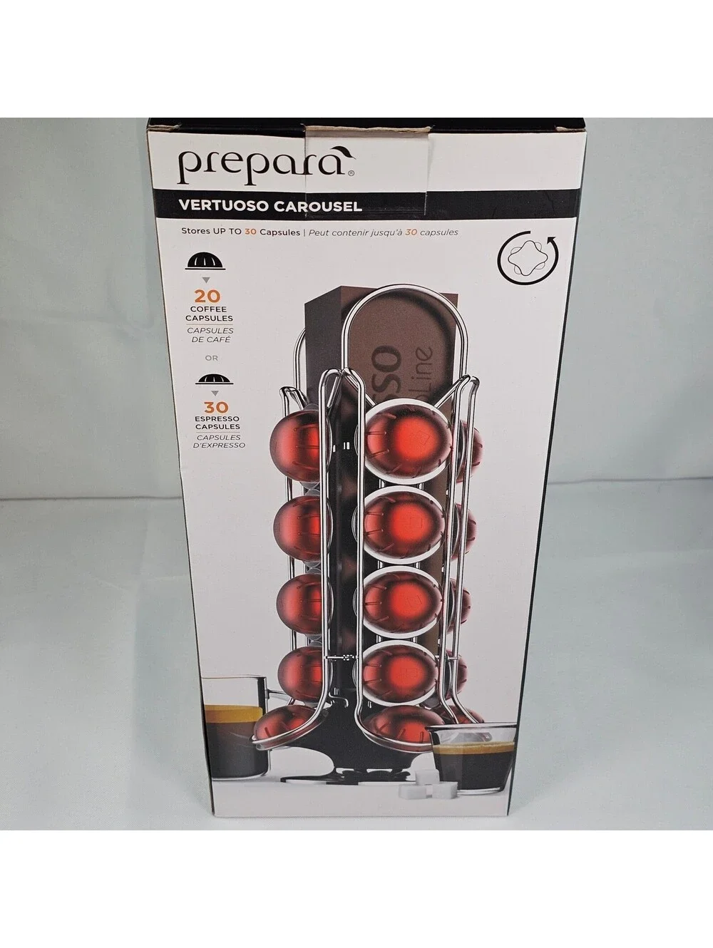 Prepara Vertuoso Carousel Nespresso VertuoLine Coffee Pod Holder 30 Capsule Rack